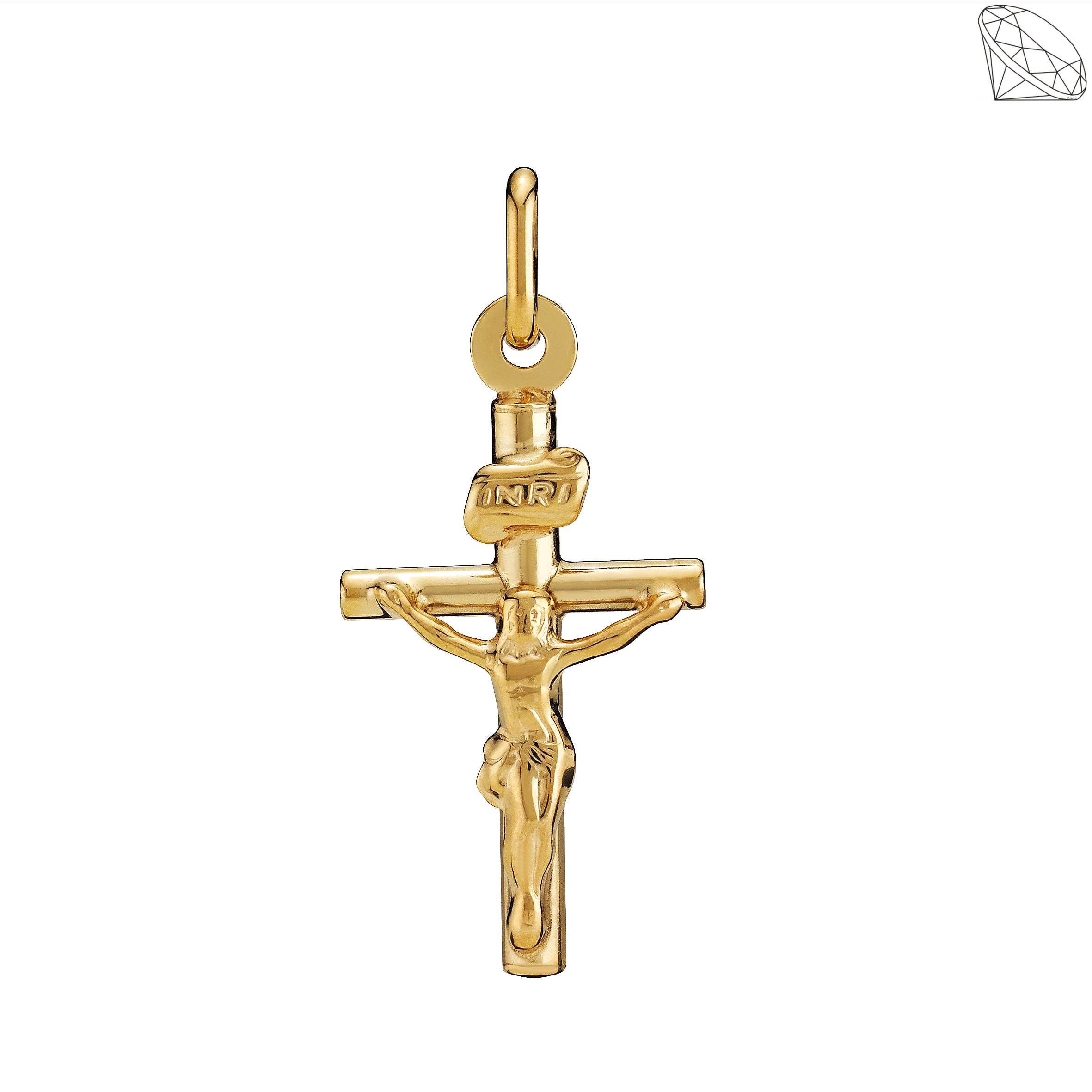 GULD KORS 9 KARAT VEDHNG MED KRISTUS 21X13MM 375