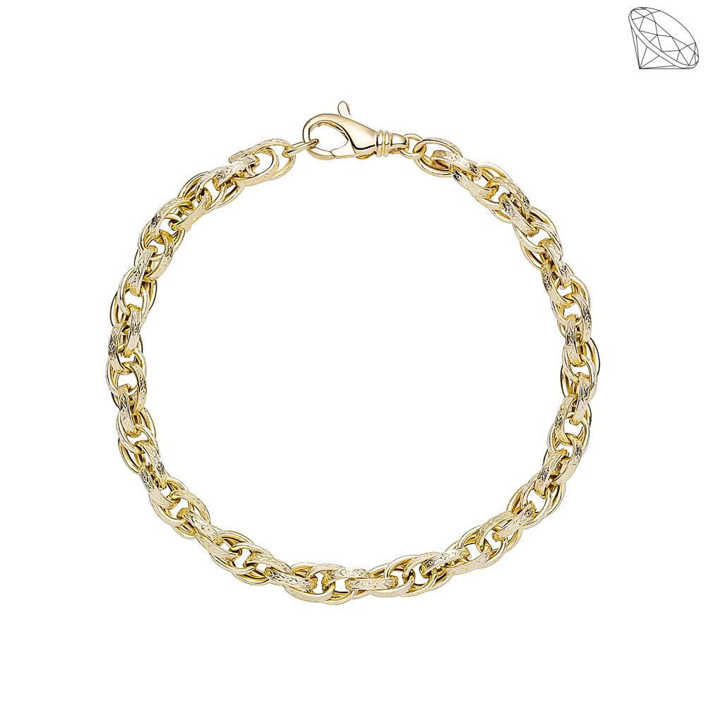Armbånd 9 karat Guld Snoet Rustik 19 cm lang - 375