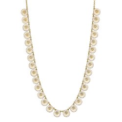 Marguerit collie 30x11 mm 24 kt forgyldt slv hvid emalje