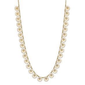 Marguerit collie 30x11 mm 24 kt forgyldt slv hvid emalje