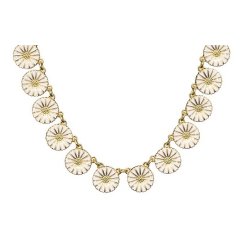 Marguerit collie 30x11 mm 24 kt forgyldt slv hvid emalje