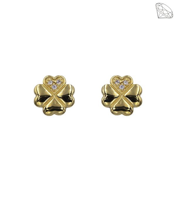 restik slv forgyldt zirkonia firklver hjerte