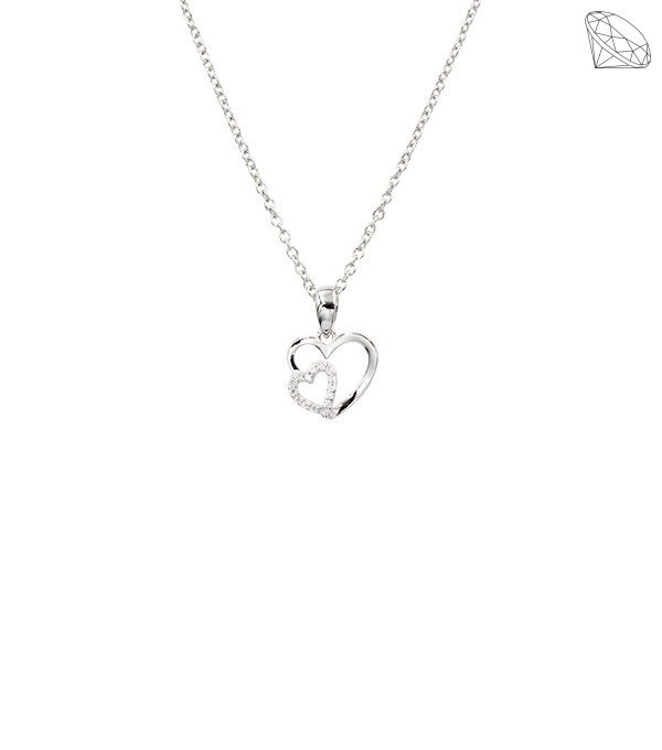 Hjerte vedhng slv rhodineret zirkonia med kde