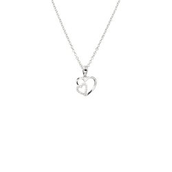 Hjerte vedhng slv rhodineret zirkonia med kde