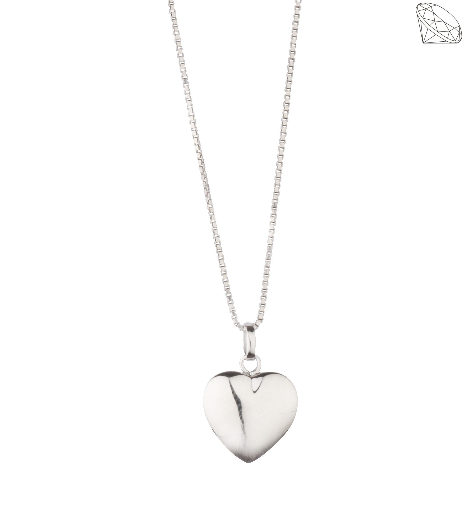 Hjerte vedhng massivt slv rhodineret 13mm med kde