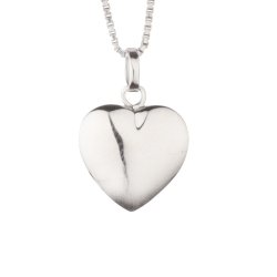 Hjerte vedhng massivt slv rhodineret 13mm med kde