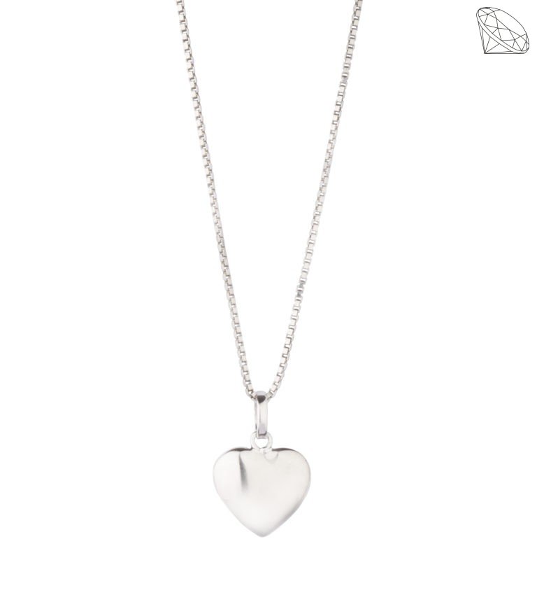 Hjerte vedhng massiv slv rhodineret H: 12,2mm x B: 11mm med kde