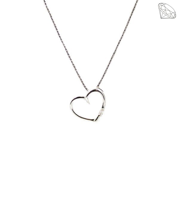 Hjerte bent Vedhng slv rhodineret  med zirkonia p kde