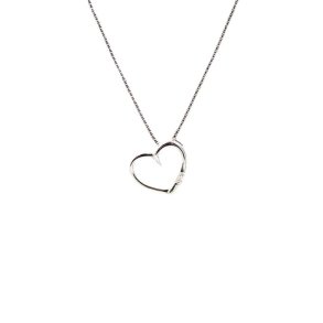 Hjerte bent Vedhng slv rhodineret  med zirkonia p kde
