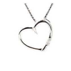 Hjerte bent Vedhng slv rhodineret  med zirkonia p kde