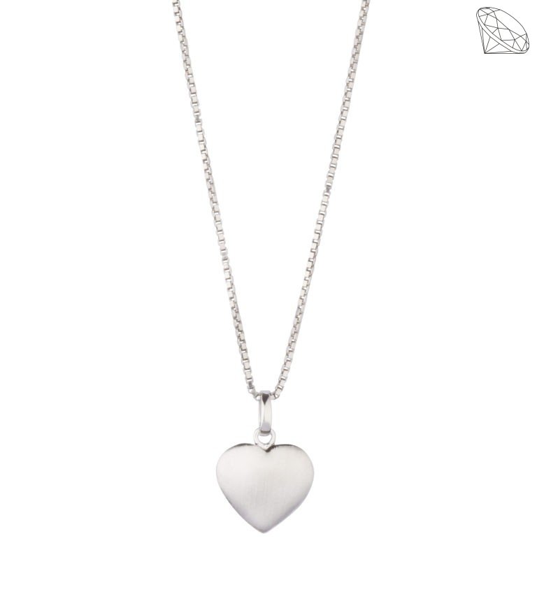 Hjerte vedhng massivt mat slv rhodineret 11mm med kde